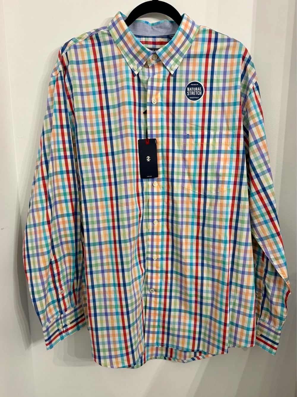 IZOD Premium Essentials Men’s XL Plaid Button-Down Shirt NWT – Multicolor Stretc
